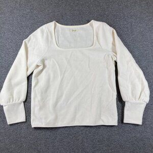 Madewell Square Neck Sweater Womens XL‎ Extra Large Ivory Long Sleeve